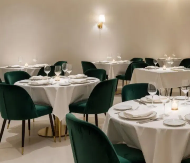 Salle de restaurant élégante prête à accueillir les convives